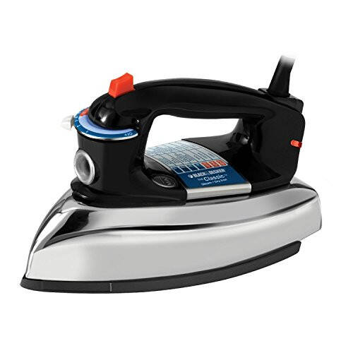 BLACK+DECKER The Classic Iron, Aluminum Soleplate, Steam or Dry Ironing, 7 Temperature Settings, Anti-Drip, 1100 W, Black - 1