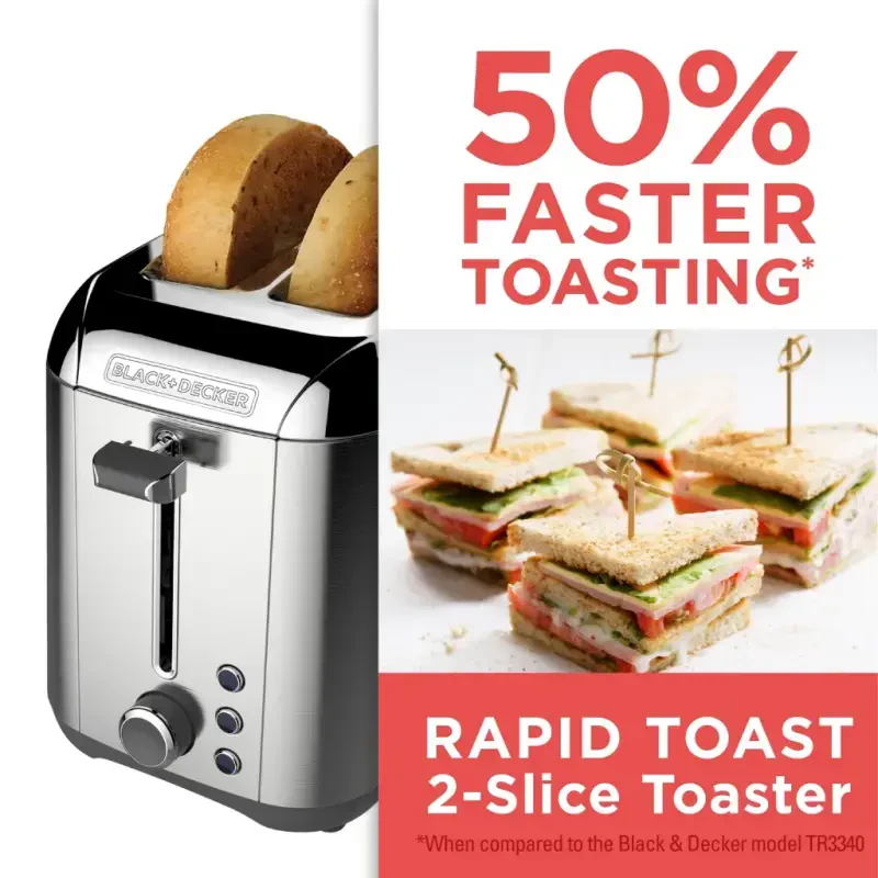 BLACK+DECKER TR3500SD Rapid Toast 2-Slice Toaster, Stainless Steel - 4