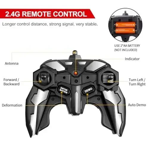 Blackma Пульт Дистанционного Управления Автомобилем - Трансформер, Деформация Одной Кнопкой и Вращение на 360°, Трансформируемый Робот RC Автомобиль со Светодиодной Подсветкой, Игрушечные Подарки для Мальчиков 4 5 6 7 8 9 10 11 12 Лет (Синий) - 5