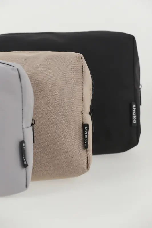 Black/Mink/Gray 3-Piece Makeup Bag Set U:15 Cm W:21 Cm H:9 Cm - 6