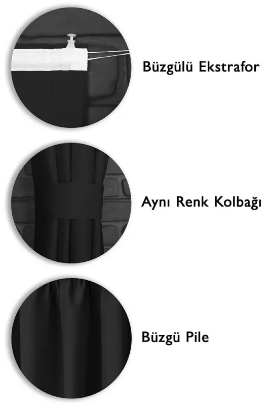Blackout Işık Geçirmez Fon Perde V-11 Siyah Pilesiz Ekstraforlu Karartma Güneşlik (ENXBOY)-Siyah - 4
