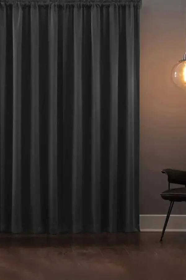 Blackout Işık Geçirmez Fon Perde V-14 Füme Pilesiz Ekstraforlu Karartma Güneşlik (ENXBOY)-Füme - 1