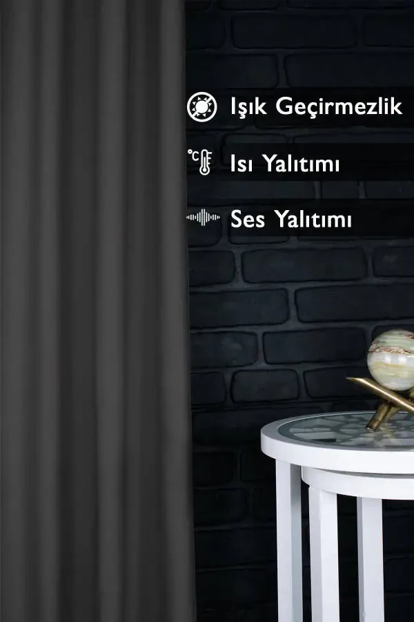 Blackout Işık Geçirmez Fon Perde V-14 Füme Pilesiz Ekstraforlu Karartma Güneşlik (ENXBOY)-Füme - 20
