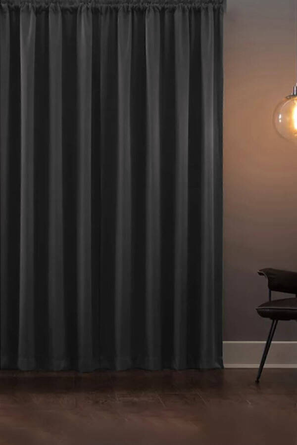 Blackout Işık Geçirmez Fon Perde V-14 Füme Pilesiz Ekstraforlu Karartma Güneşlik (ENXBOY)-Füme - 7