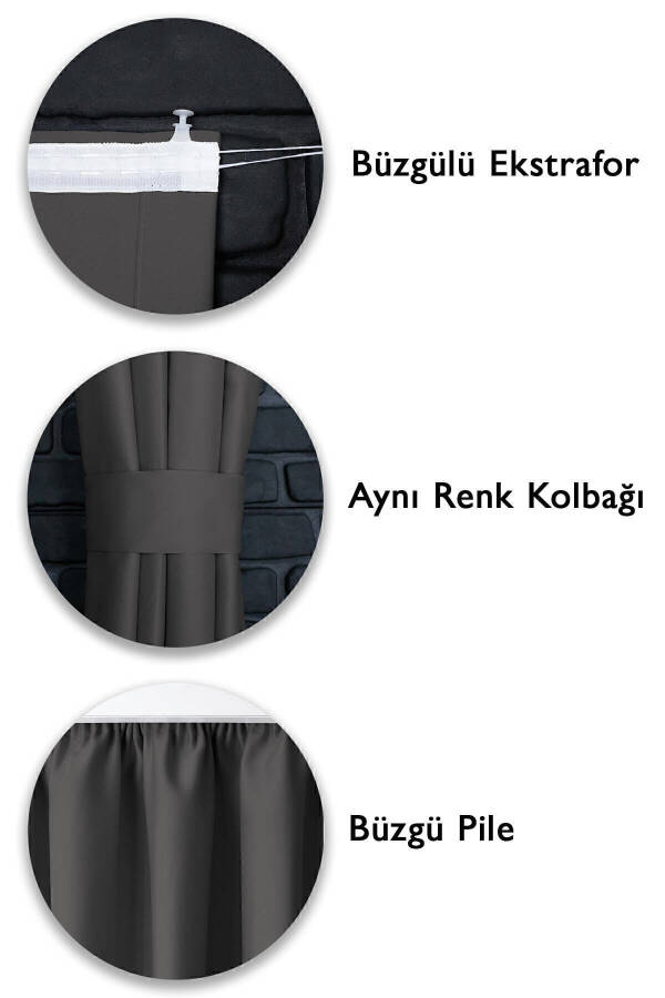 Blackout Işık Geçirmez Fon Perde V-14 Füme Pilesiz Ekstraforlu Karartma Güneşlik (ENXBOY)-Füme - 4