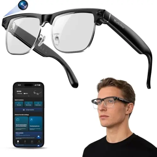 Blackview AI Smart Glasses with Camera, BT Call/Photo/4K HD Video Recording Glasses with Real-Time Translation, AI Voice Assistant, Object Recognition, Blue Light Blocking Graduated Lenses - BLACKVIEW