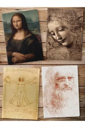 Blank Notebook, Leonardo Da Vinci Notebook 4 Pieces, Notebook, Art Notebook, 64 Pages 14*21cm-Da Vinci 