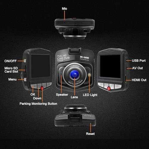 Blarie Vital Dashcam Camera Apexview Car Dash Cam Front and Rear 1080P Full HD Video Dashcam Front and Rear Camera Wide Angle Panoramic Motion Detection G-Sensor Loop Recording IR Night Vision - 2