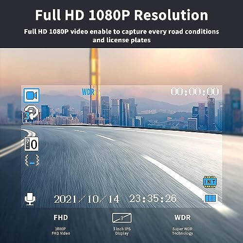 Blarie Vital Dashcam Camera Apexview Car Dash Cam Front and Rear 1080P Full HD Video Dashcam Front and Rear Camera Wide Angle Panoramic Motion Detection G-Sensor Loop Recording IR Night Vision - 3