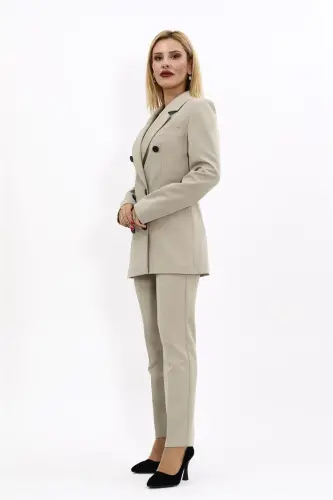 Erkek Yaka Kuruvaze Blazer Ceket & Dar Paça Pantolon-Bambu-Bambu - ÖNDER ÖZSOY (1)