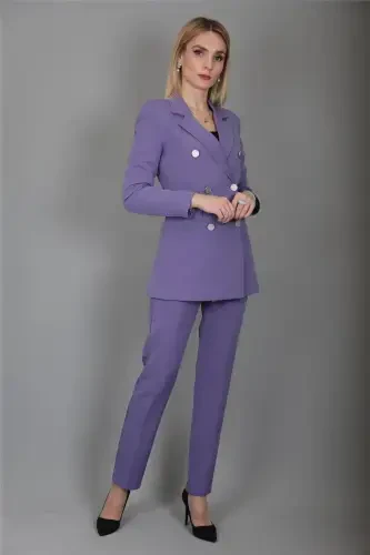 Blazer Jacket & Flare Leg Pants Suit-lilac-Lilac - ÖNDER ÖZSOY (1)