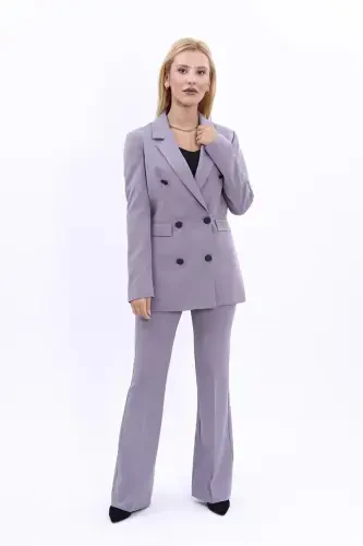 Blazer Jacket & Flared Pants Suit-anthracite-Anthracite - 1