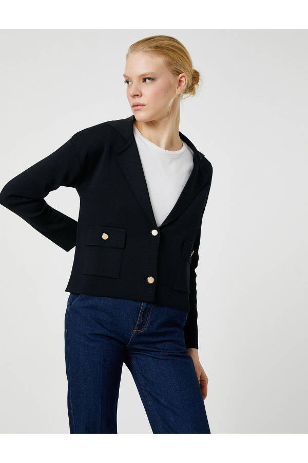 Blazer Jacket Style Knit Cardigan - 1