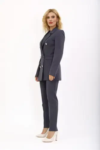 Blazer Jacket & Wide Leg Trousers Suit - Charcoal - ÖNDER ÖZSOY (1)