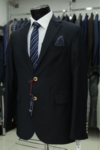 Blazer Metal Düğme Erkek Ceket-Lacivert - 2