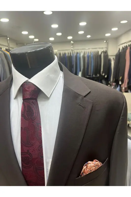 Blazer Metal Düğme Erkek Ceket-Kahverengi - 2