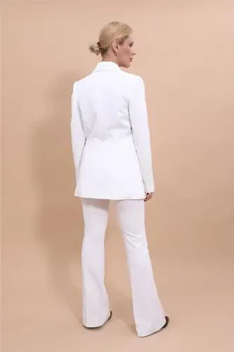 Blazer Pidjak & Ispancha Shimlar To'plami-Ekru-Ekru - 5