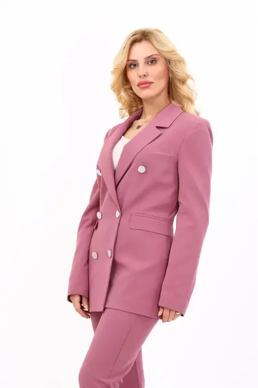 Blazer Pidjak & Nay Tor Shim Kostyumi-Rose-Rose - 5