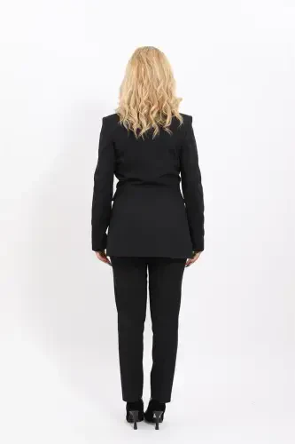 Блейзер и брюки-клеш в комплекте - черный - 5
