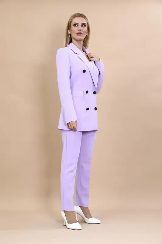 Блейзер и брюки-трубы - светло-лиловый - светло-лиловый - 3
