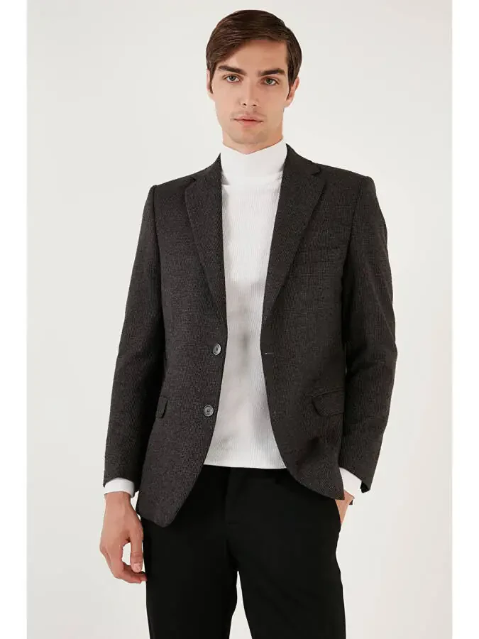 Блейзер мужской, Slim Fit, с двойным рядом пуговиц, фактурный, 6 Drop, 6601030 - 1