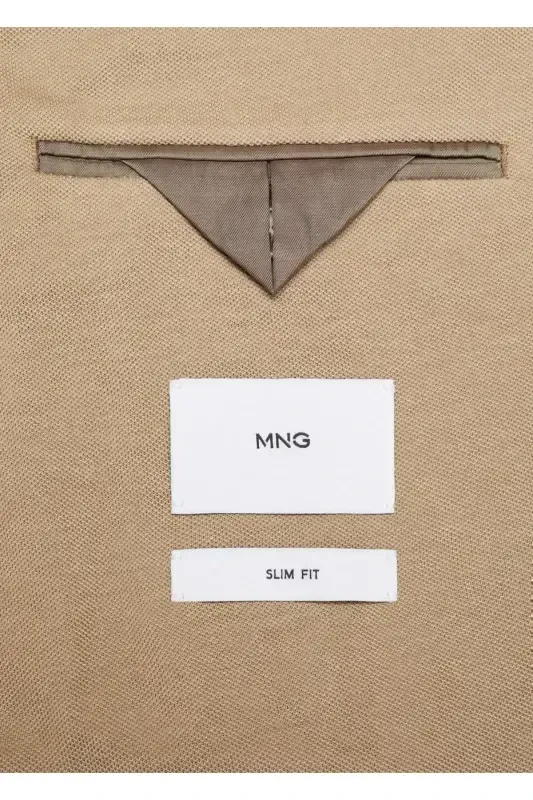 Блейзер приталенного кроя из хлопка - Средне-коричневый - 2