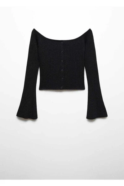 Блестящий кардиган с открытыми плечами - 3