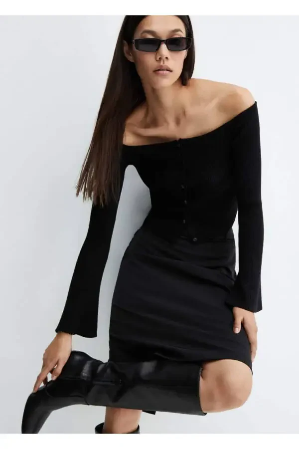 Блестящий кардиган с открытыми плечами - 5