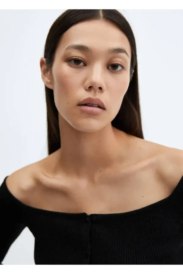 Блестящий кардиган с открытыми плечами - 7