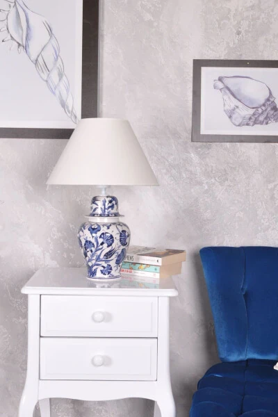 Bleu Blanc Şah Vazo Abajur Lale Karanfil K.beyaz - Qdec (1)