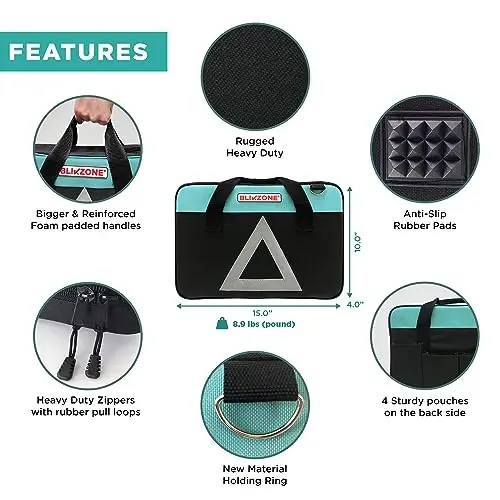 BLIKZONE Emergency Roadside Kit for Car –81-Piece Auto Safety Set with Digital Air Compressor, Jumper Cables, Flat Tire Repair Tools & Compact Storage Bag - 3