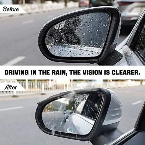 Blilo 2PCS Car Rear View Mirror Rain Visor Guard, Carbon Fiber Auto Mirror Rain Visor Smoke Guard, Universal for Cars, Truck and SUV (Smooth Black) - 3