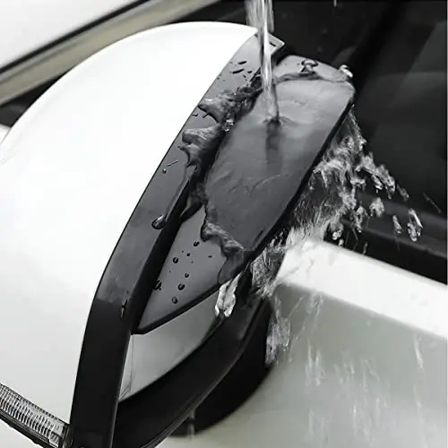 Blilo 2PCS Car Rear View Mirror Rain Visor Guard, Carbon Fiber Auto Mirror Rain Visor Smoke Guard, Universal for Cars, Truck and SUV (Smooth Black) - 4