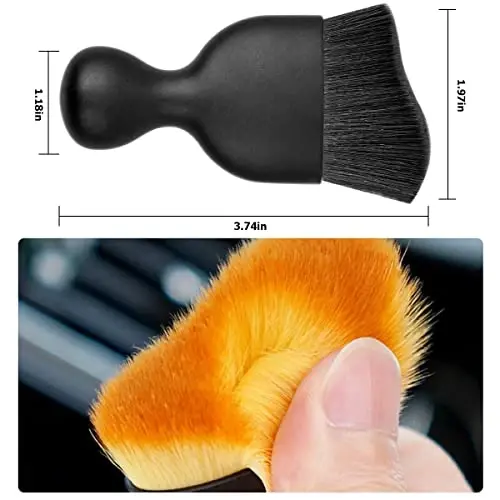 Blilo 2PCS Car Interior Detailing Brush with Dust Cover, Auto Soft Hair Cleaning Brushes, Scratch Free Curved Dirt Collectors, for Vehicle Dashboard Air Conditioner Vents Leather Computer (Balck/2PCS) - BLILO (1)