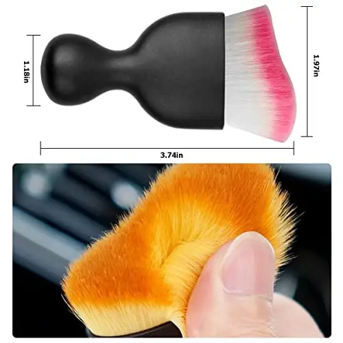 Blilo 2PCS Car Interior Detailing Brush with Dust Cover, Auto Soft Hair Cleaning Brushes, Scratch Free Curved Dirt Collectors, for Vehicle Dashboard Air Conditioner Vents Leather (White/Red/2PCS) - 2