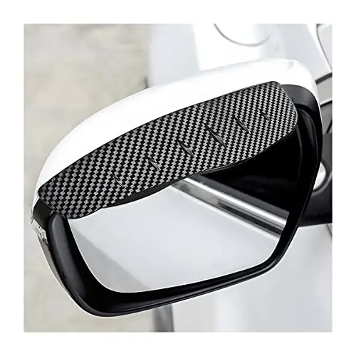 Blilo 2PCS Smoke Visor Guards for Car Side Mirrors - Waterproof Carbon Fiber Auto Rain Eyebrows for Cars, Trucks and SUVs - Universal Fit (Carbon Fibre/Black) - BLILO