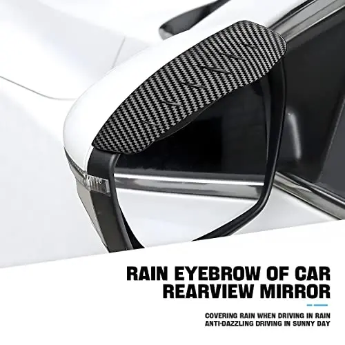 Blilo 2PCS Avtomobil yon oynalari uchun tutunli visor himoyasi - Avtomobillar, yuk mashinalari va SUVlar uchun suv o'tkazmaydigan uglerodli tolali avtomatik yomg'ir qoshlari - Universal mos (uglerod tolasi/qora) - 4