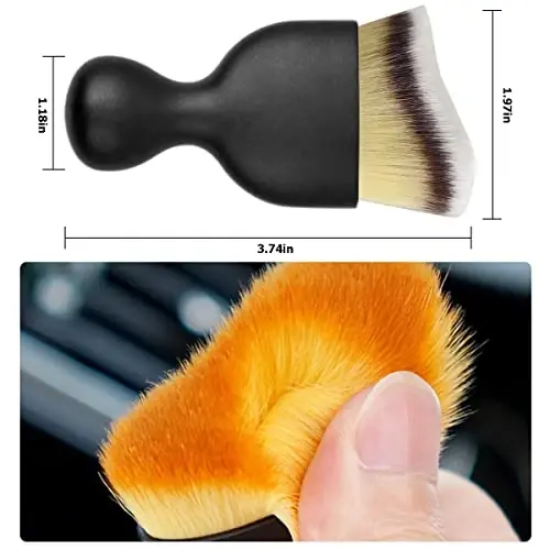 Blilo 2PCS Car Interior Detailing Brush with Dust Cover, Auto Soft Hair Cleaning Brushes, Scratch Free Curved Dirt Collectors, for Vehicle Dashboard Air Conditioner Vents Leather (3 Colors/2PCS) - 2
