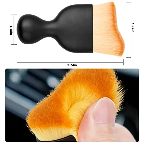 Blilo 2PCS Car Interior Detailing Brush with Dust Cover, Auto Soft Hair Cleaning Brushes, Scratch Free Curved Dirt Collectors, for Vehicle Dashboard Air Conditioner Vents Leather Computer (Brown/2PCS) - BLILO (1)