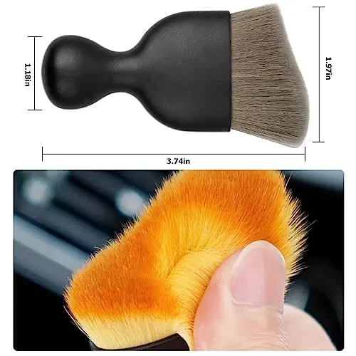 Blilo 2PCS Car Interior Detailing Brush with Dust Cover, Auto Soft Hair Cleaning Brushes, Scratch Free Curved Dirt Collectors, for Vehicle Dashboard Air Conditioner Vents Leather Computer (Grey/2PCS) - 2