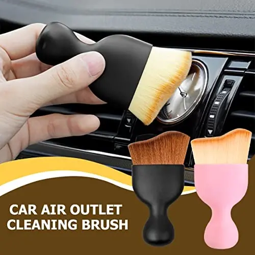 Blilo 2PCS Car Interior Detailing Brush with Dust Cover, Auto Soft Hair Cleaning Brushes, Scratch Free Curved Dirt Collectors, for Vehicle Dashboard Air Conditioner Vents Leather (Dark Brown/2PCS) - 3