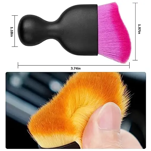 Blilo 2PCS Car Interior Detailing Brush with Dust Cover, Auto Soft Hair Cleaning Brushes, Scratch Free Curved Dirt Collectors, for Vehicle Dashboard Air Conditioner Vents Leather (Deep Purple/2PCS) - 2