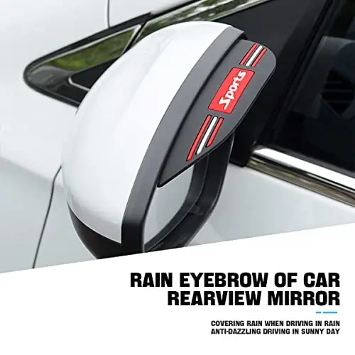 Blilo 2PCS Car Rear View Mirror Rain Eyebrows, Sports Auto Side Mirror Rainproof Guard, Waterproof PVC Rearview Mirror Rain Visor Smoke Cover, Car Exterior Accessories for Most Vehicles (Black/Sport) - 3