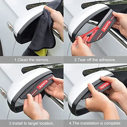 Blilo 2PCS Car Rear View Mirror Rain Eyebrows, Sports Auto Side Mirror Rainproof Guard, Waterproof PVC Rearview Mirror Rain Visor Smoke Cover, Car Exterior Accessories for Most Vehicles (Black/Sport) - 5