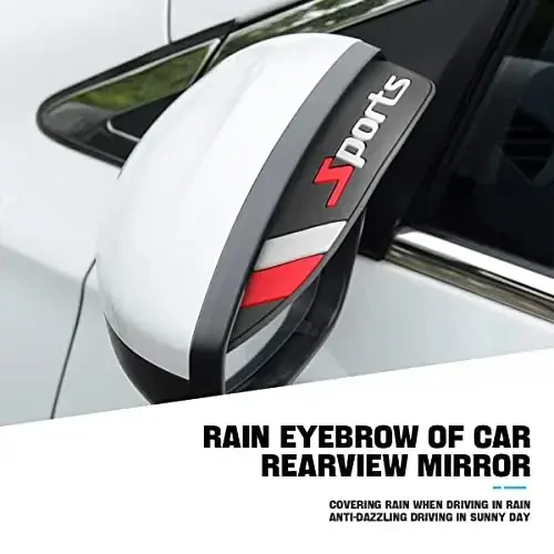 Blilo 2PCS Orqa ko'zgu qoshlari, suv o'tkazmaydigan PVX avto yon ko'zgu yomg'ir himoyasi, sport visor tutun qopqog'i, ko'pchilik mashinalar uchun universal tashqi aksessuarlar (Sport/Qizil) - 4