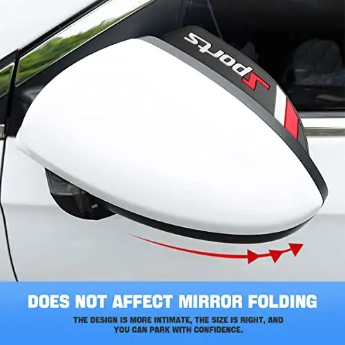 Blilo 2PCS Rear View Mirror Rain Eyebrows, Waterproof PVC Auto Side Mirror Rainproof Guard, Sports Visor Smoke Cover, Universal Exterior Accessories for Most Cars (Sport/Red) - 3