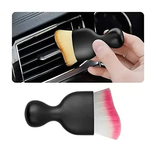 Blilo Car Interior Detailing Brush, Auto Soft Hair Cleaning Brushes, Curved Dirt Dust Collectors, Removal Tool for Dashboard Air Conditioner Vents Leather, Scratch Free (White/Red/1PCS) - BLILO
