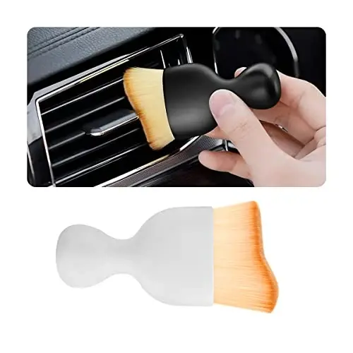Blilo Car Interior Detailing Brush, Auto Soft Hair Cleaning Brushes, Curved Dirt Dust Collectors, Removal Tool for Dashboard Air Conditioner Vents Leather, Scratch Free (White/1PCS) 