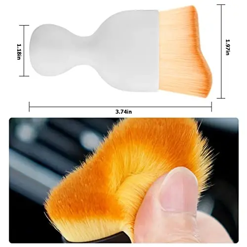 Blilo Car Interior Detailing Brush, Auto Soft Hair Cleaning Brushes, Curved Dirt Dust Collectors, Removal Tool for Dashboard Air Conditioner Vents Leather, Scratch Free (White/1PCS) - 2