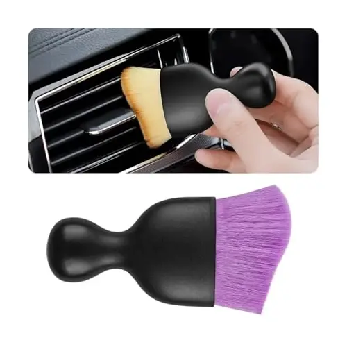 Blilo Car Interior Detailing Brush with Dust Cover, Auto Soft Hair Cleaning Brushes, Scratch Free Curved Dirt Collectors, for Vehicle Dashboard Air Conditioner Vents Leather(Purple) 
